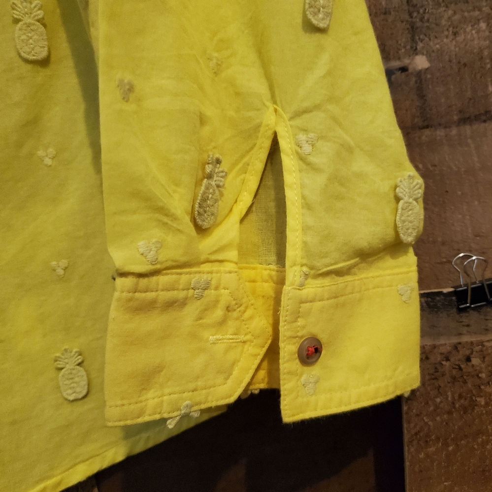 Maeve Yellow Pineapple Embroidered Button Up Shirt Cotton Office Plus Size Sz 22 - Picture 6 of 12